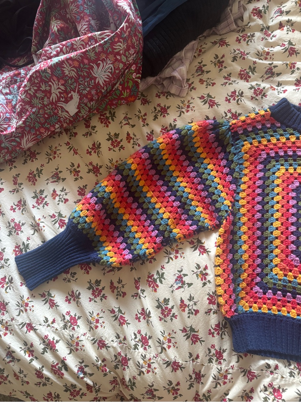 FARM Rio Rainbow Crochet Crop Sweater - Picture 3 of 4
